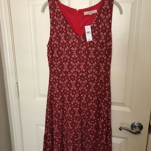 Loft sleeveless v-neck red floral dress NWT! Small